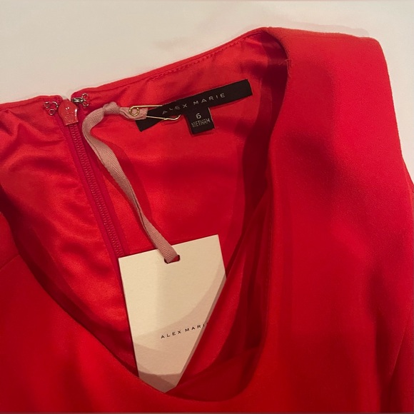 Women’s Red Sleeveless Tie Front Alex Marie Ruffle Mini Dress - Picture 3 of 4